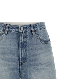 MM6 Maison Margiela White Carré Bermuda Shorts Blue