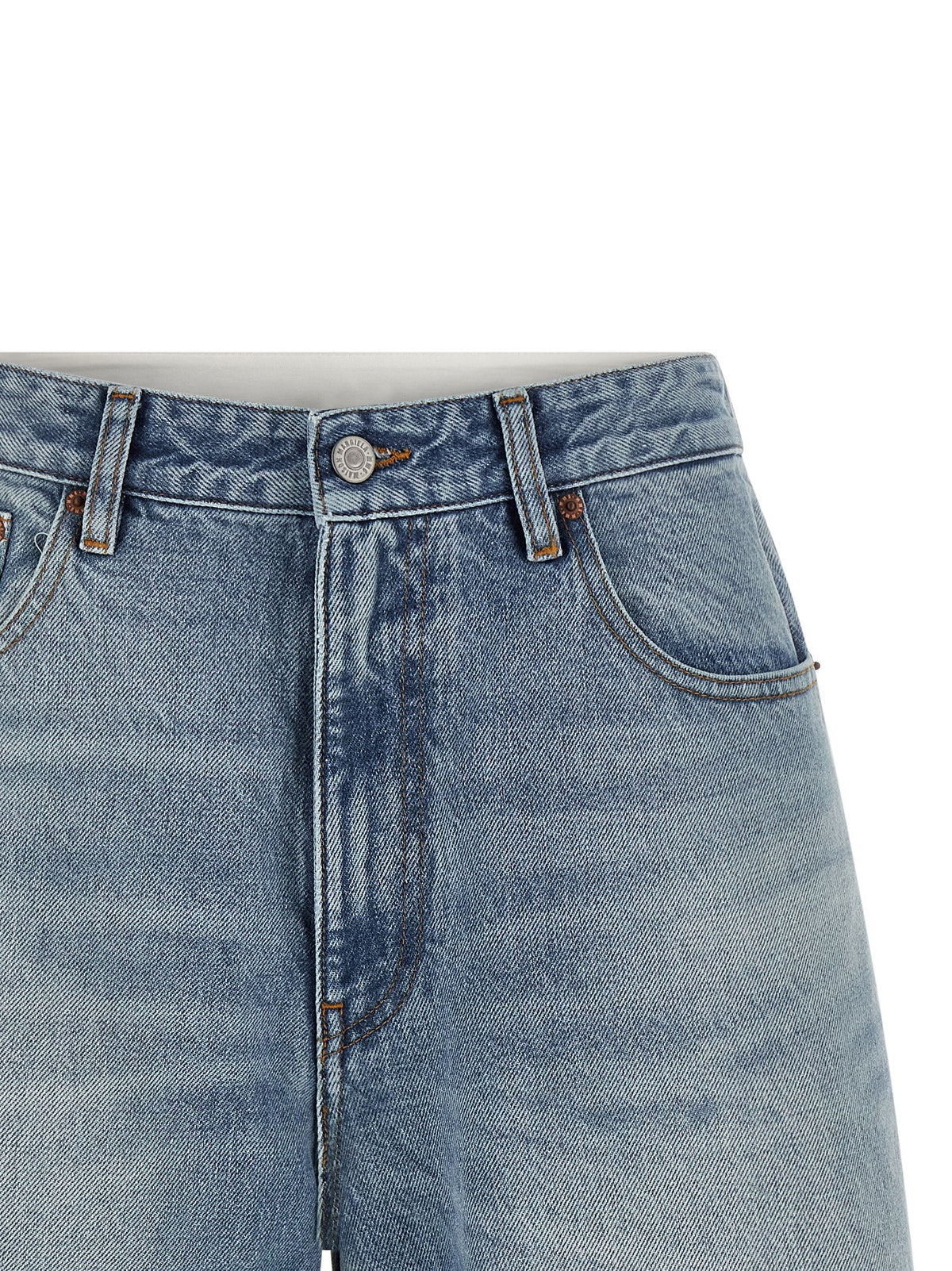 MM6 Maison Margiela White Carré Bermuda Shorts Blue, view 3