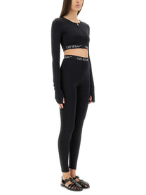 Off-white - Off White Cropped Top With Logoed Band - Woman-&gt;Clothing-&gt;Tops