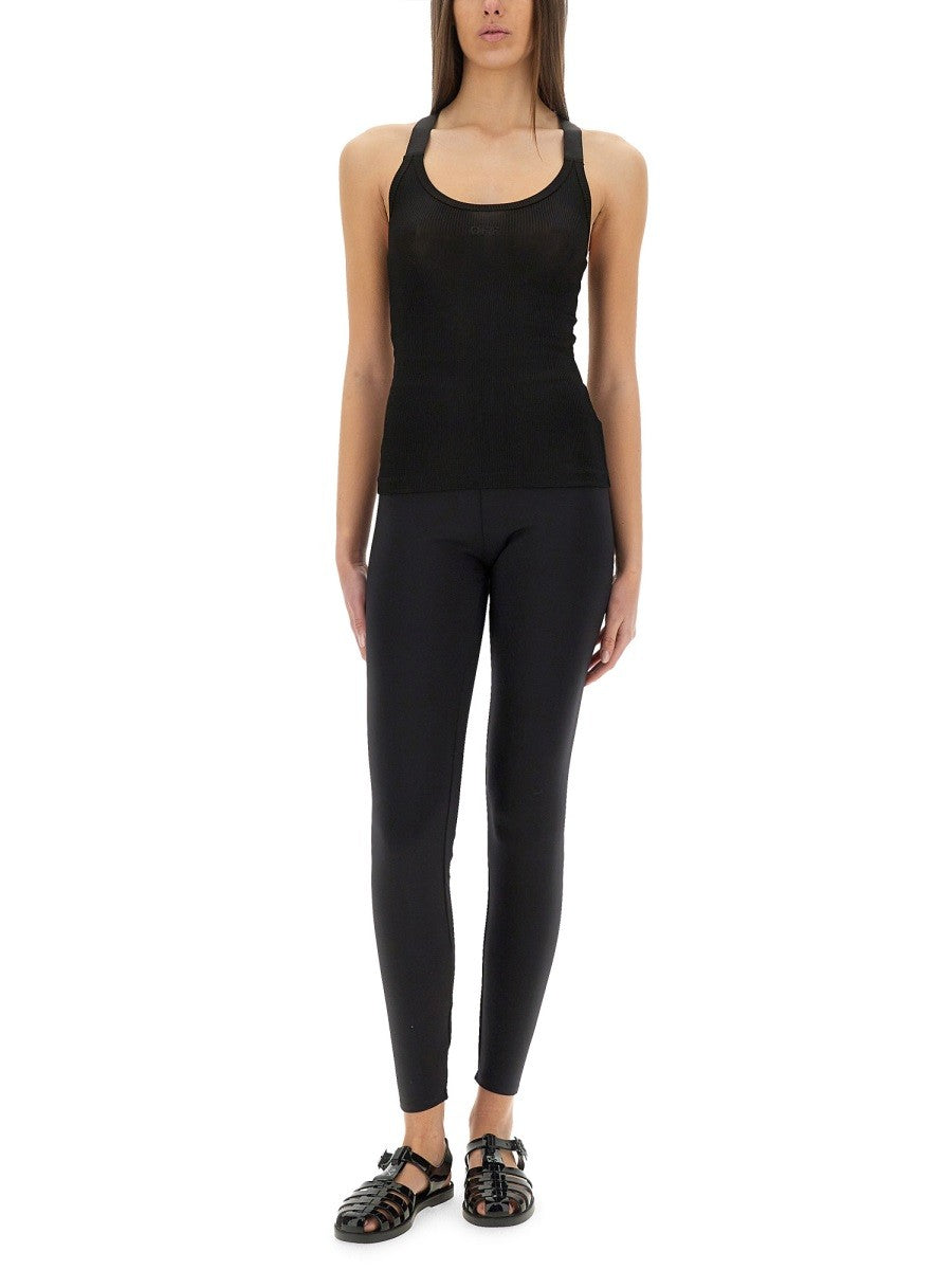 Off-white - Off White Viscose Top With Logo - Woman-&gt;Clothing-&gt;Tops