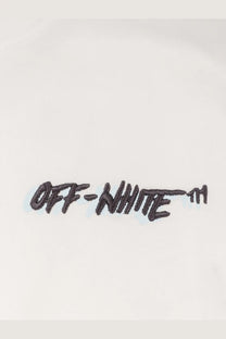 Black embroidered off-white logo on white cotton fabric of off-white men’s cotton shirt white