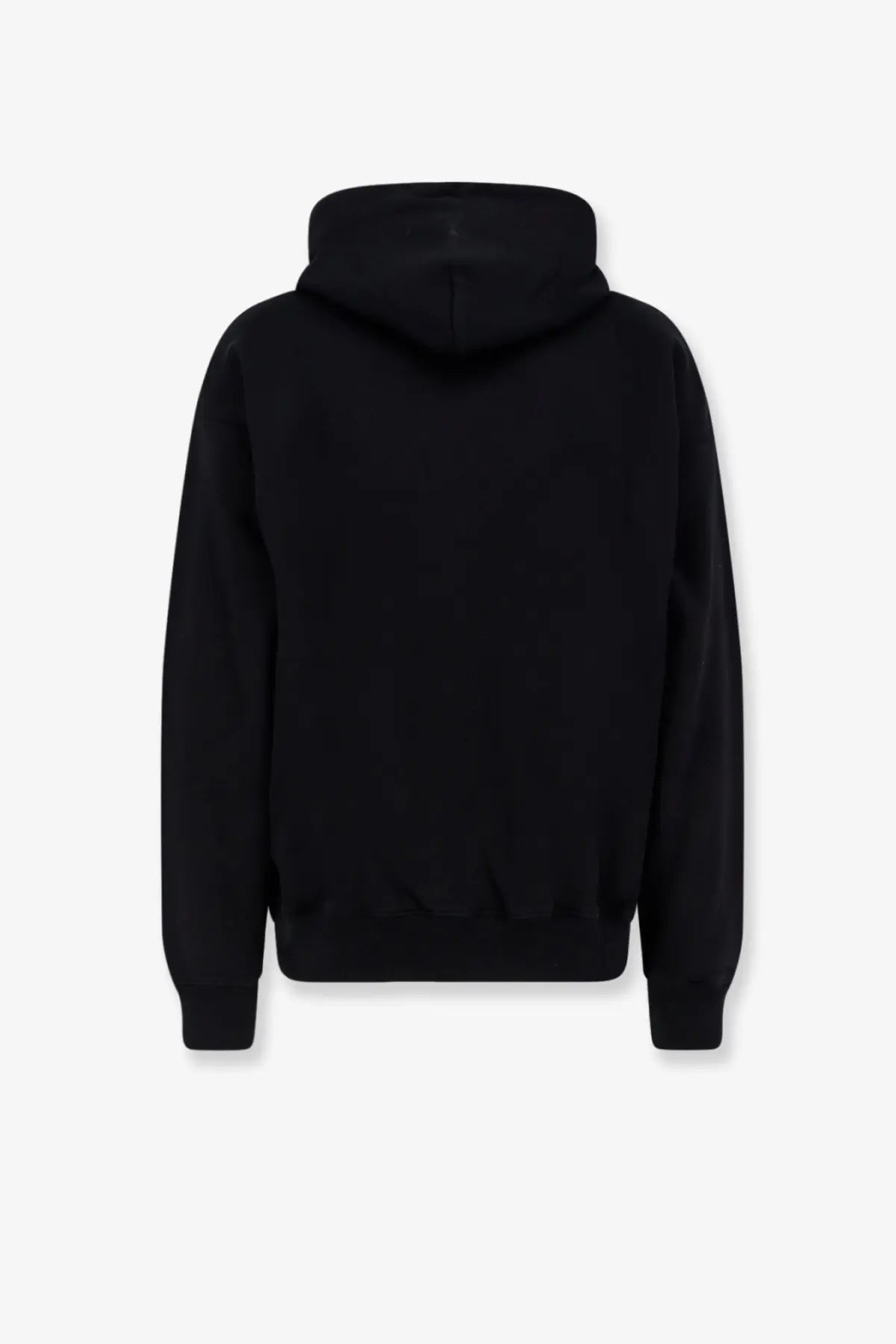 Off-white men’s black cotton sweatshirt with a soft ribbed hem and cuffs in a hooded design