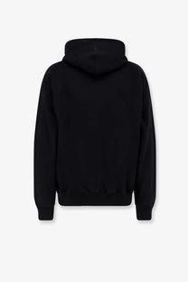 Off-white men’s black cotton sweatshirt with a soft ribbed hem and cuffs in a hooded design