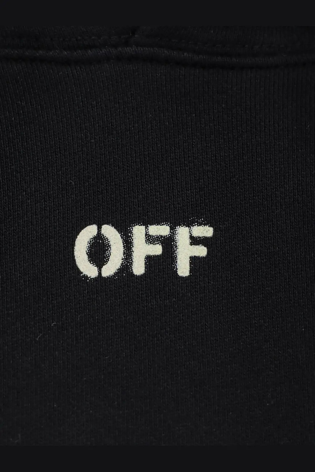 Off-White men’s black cotton sweatshirt with white spray-painted off logo on the front