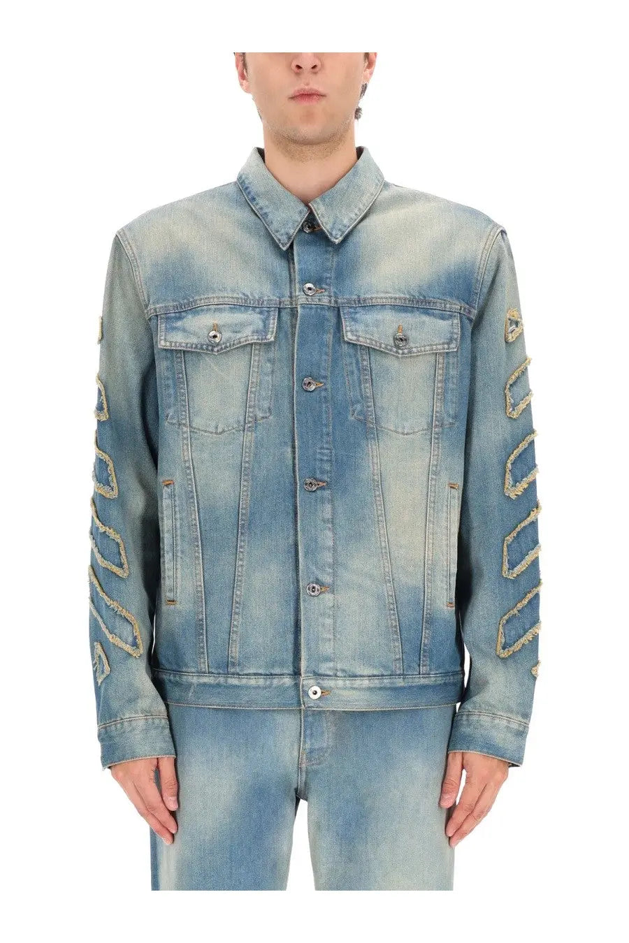Off-White Men's Diag Raw Patch Jacket Blue