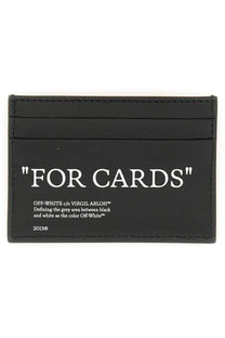 Off-white mens portacarte quote black black leather card holder with white stitched edges and for cards text