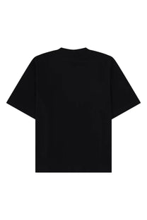 Off-white men’s black oversized crewneck t-shirt with minimalist design made from soft cotton fabric