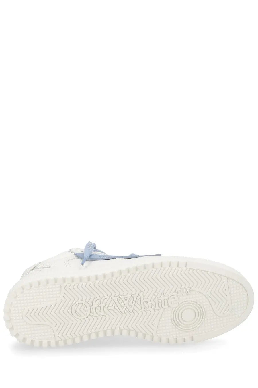 Off-white men’s sneaker floating arrow white with light blue laces and textured rubber sole for casual wear