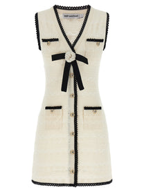 self-portrait White Pointelle Knit Mini Dress White