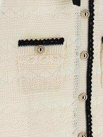 self-portrait White Pointelle Knit Mini Dress White