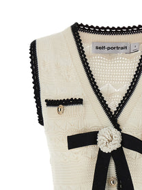 self-portrait White Pointelle Knit Mini Dress White