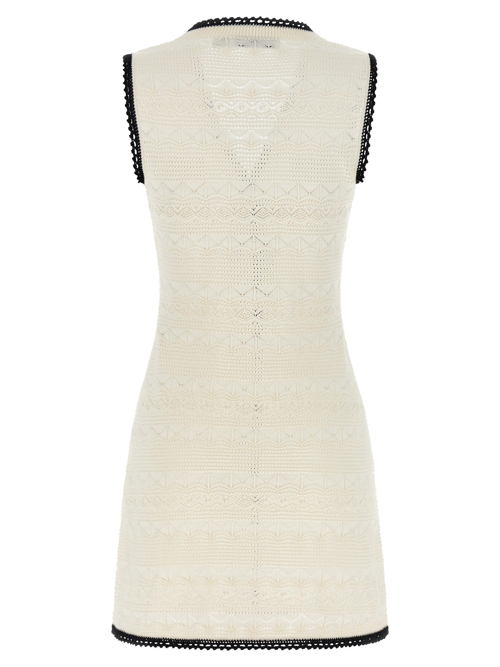 self-portrait White Pointelle Knit Mini Dress White