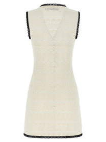 self-portrait White Pointelle Knit Mini Dress White