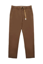 White Sand Men's Cotton Trousers with Belt Brown
