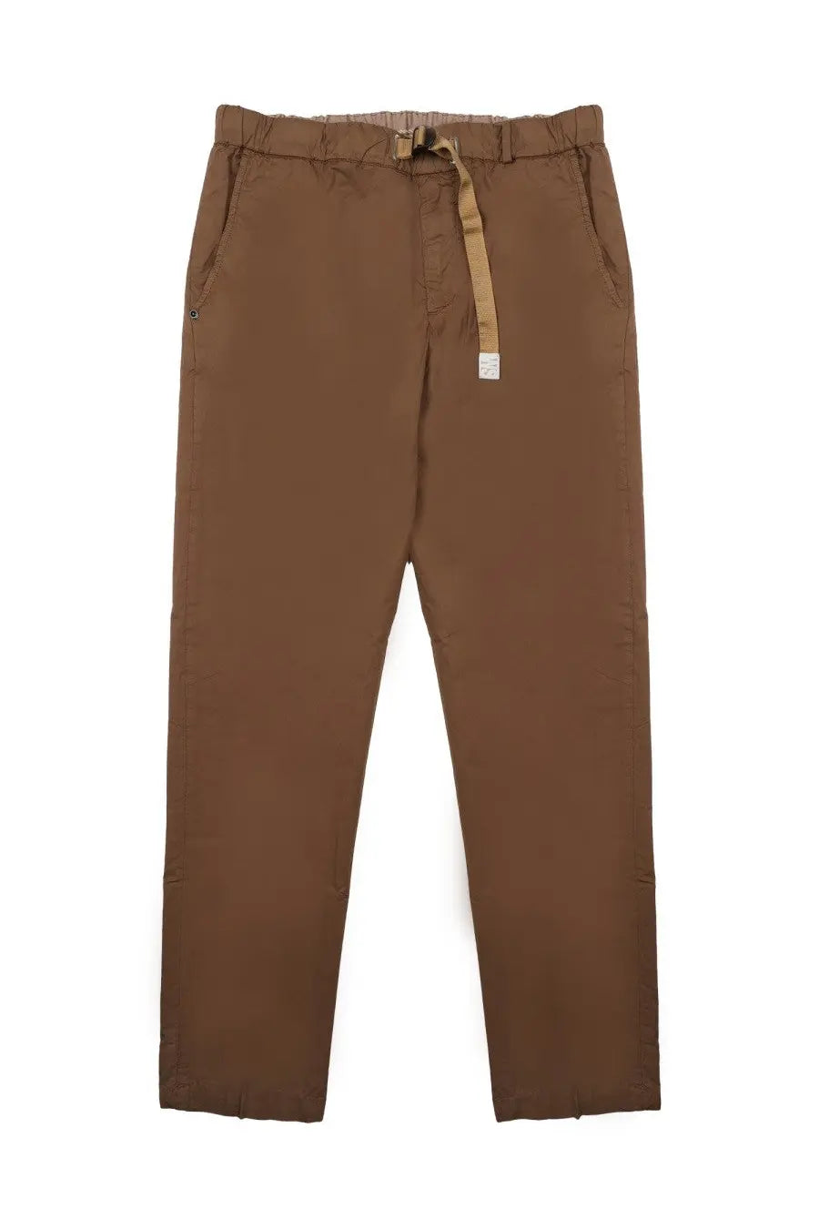 White Sand Men's Cotton Trousers with Belt Brown