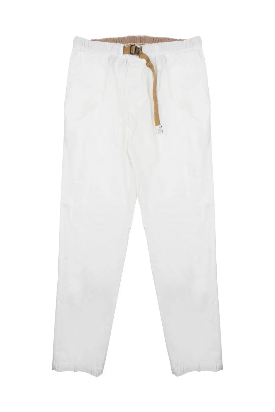 White sand men’s pantalone in white cotton with beige drawstring and elastic waistband for casual wear