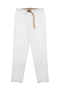 White sand men’s pantalone in white cotton with beige drawstring and elastic waistband for casual wear