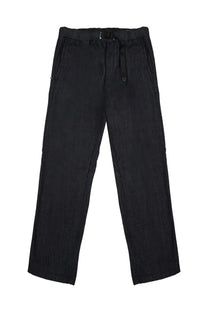 Black corduroy trousers with drawstring waistband and subtle stitching details from white sand men’s cotone multicolor collection