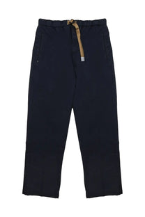 White sand men’s pantalone in cotone con cintura multicolor featuring dark navy blue elastic-waist trousers with tan drawstring and side pockets