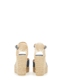 Castañer Women's White Sandal Blue