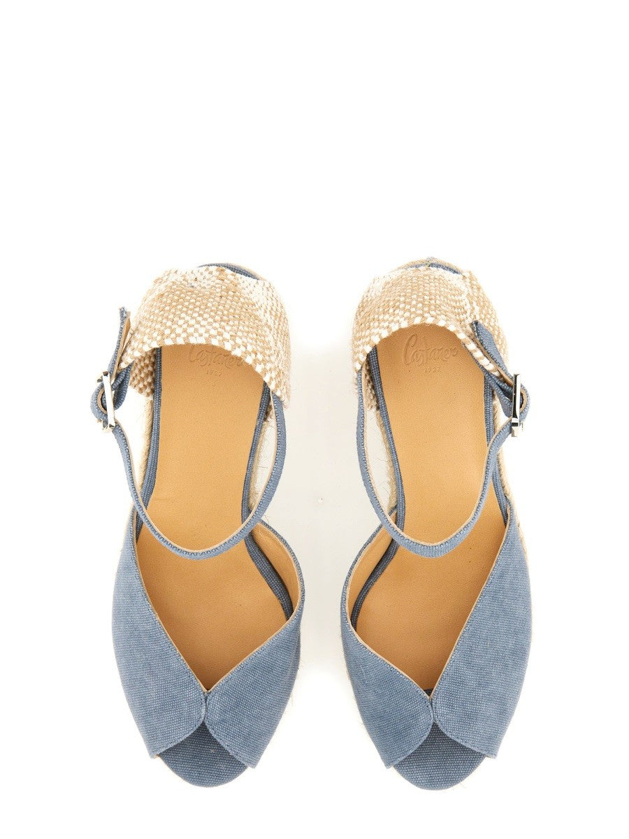 Castañer Women's White Sandal Blue