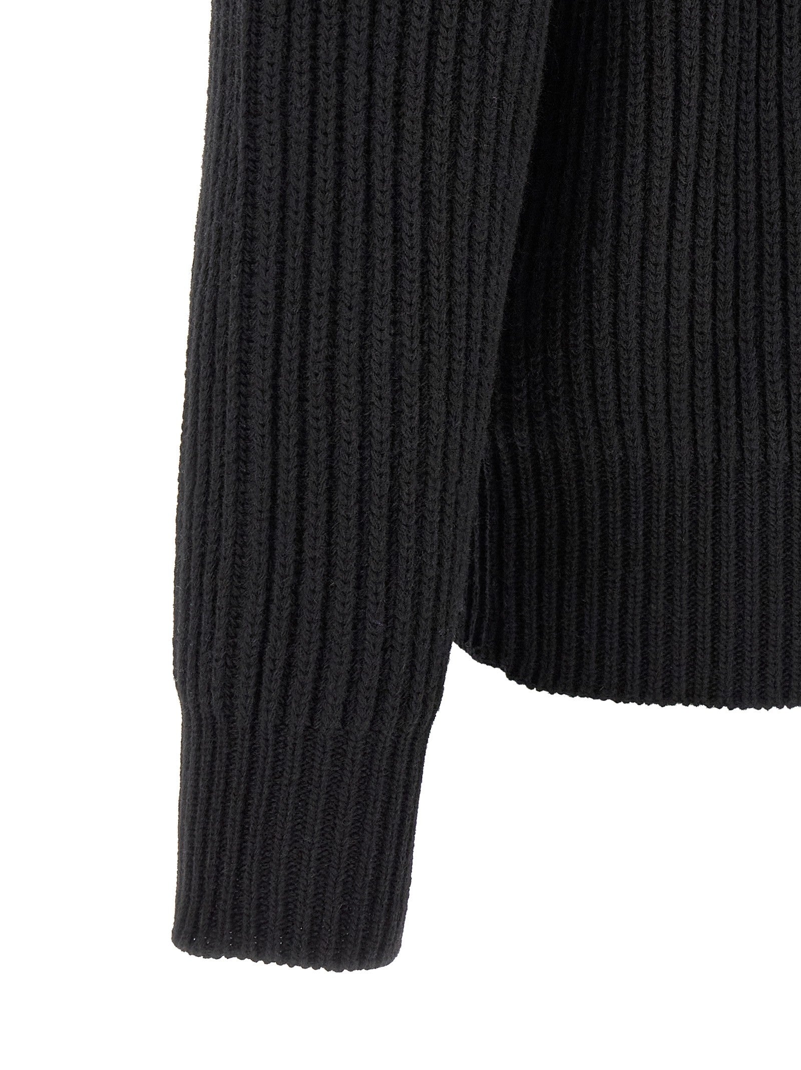MM6 Maison Margiela Men's Ribbed Wool Blend Cardigan Black