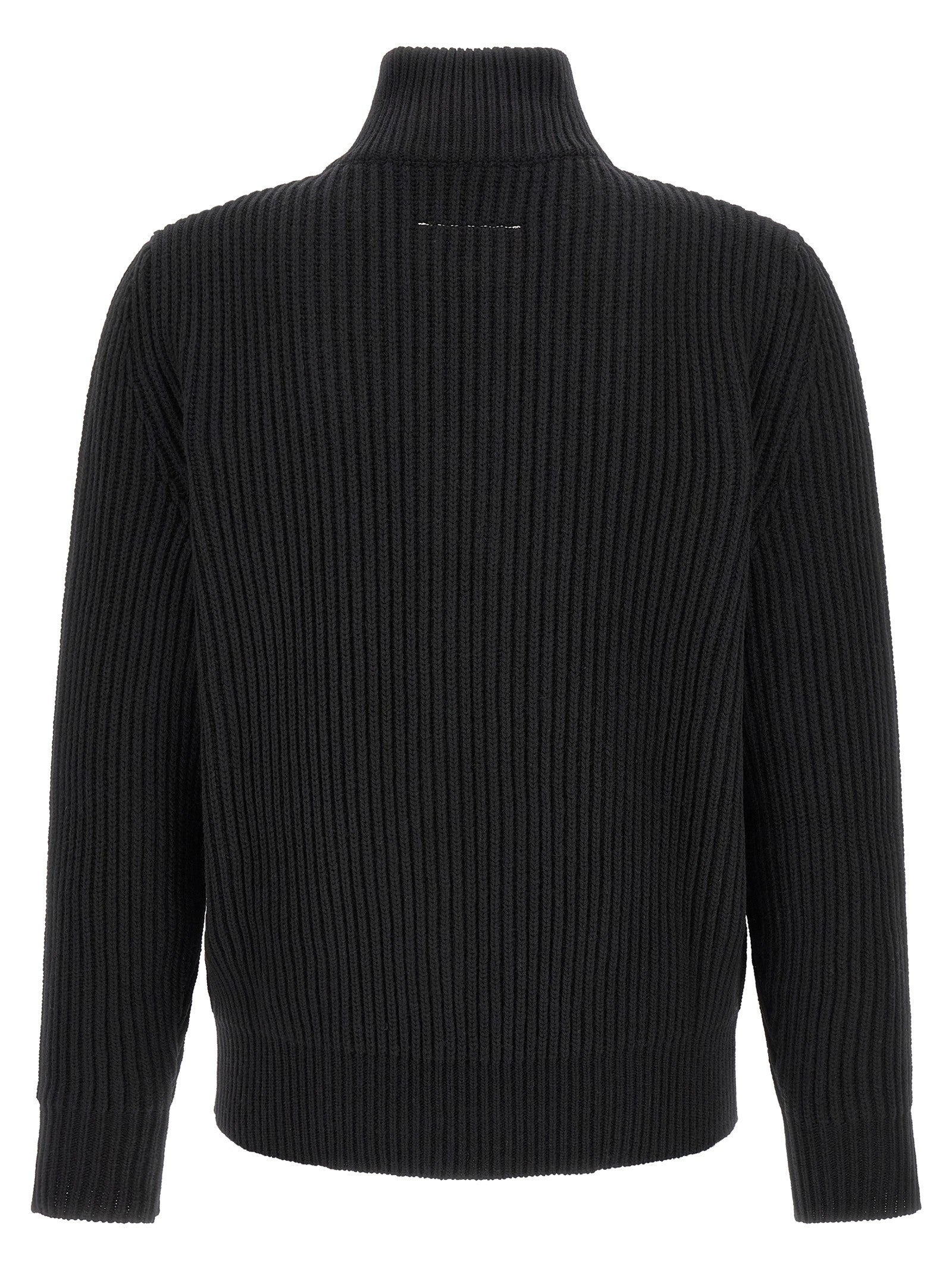 MM6 Maison Margiela Men's Ribbed Wool Blend Cardigan Black