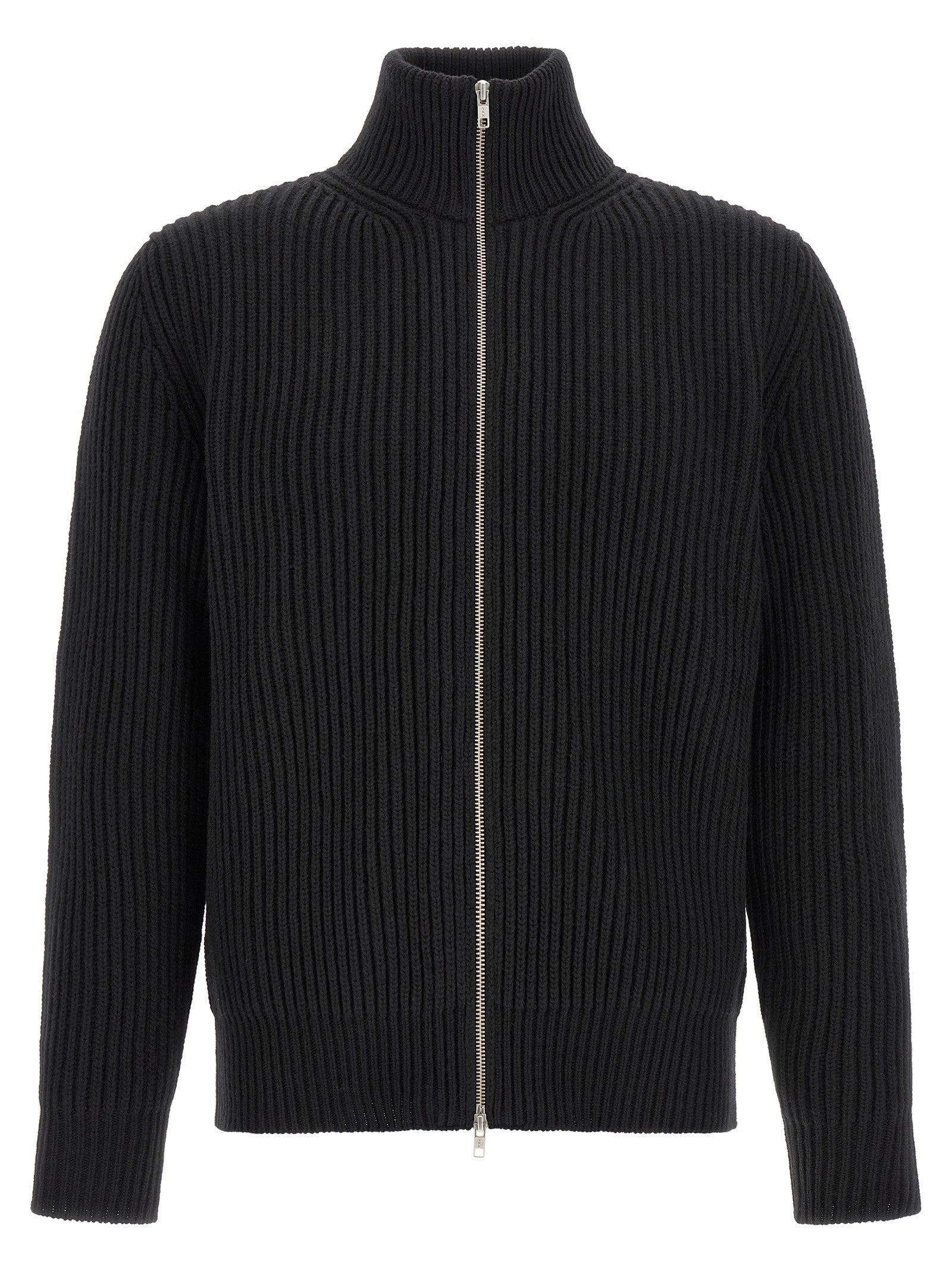 MM6 Maison Margiela Men's Ribbed Wool Blend Cardigan Black