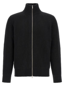 MM6 Maison Margiela Men's Ribbed Wool Blend Cardigan Black