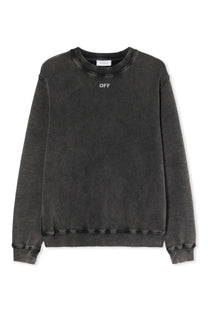 Off-white women’s grey check flan arrow sweatshirt with a faded black texture and off embroidered in white on the chest