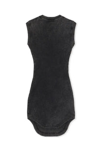 Off-White women’s mini dress grey with fitted silhouette sleeveless black denim and subtle fading