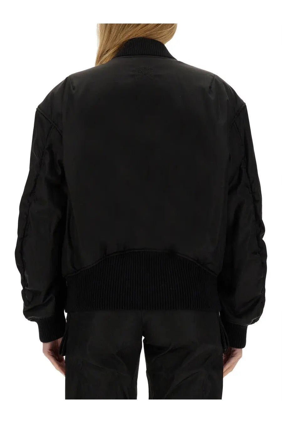 Off-White Women's Nylon Bomber Jacket Black, view 3
