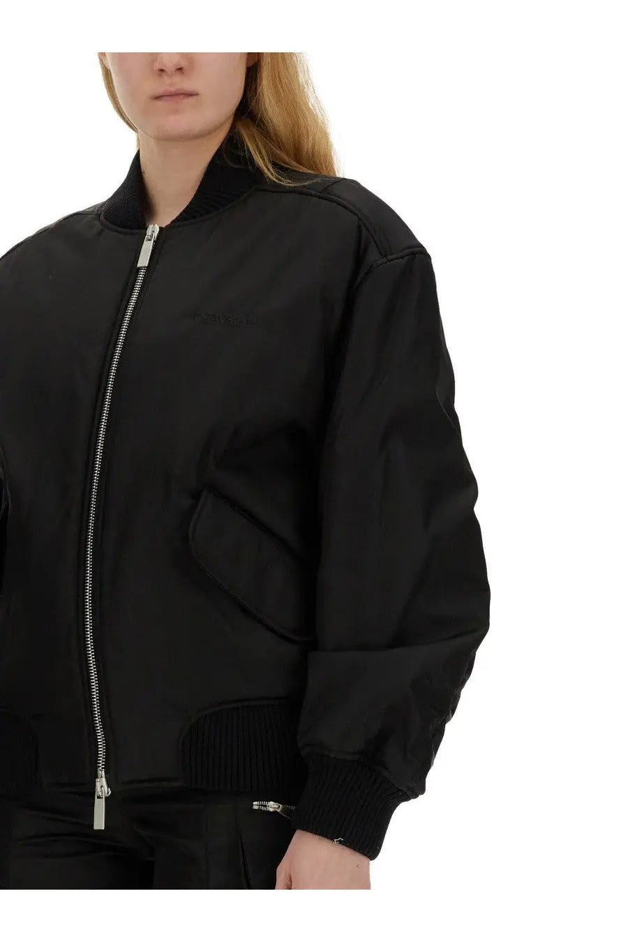 Off-White Women's Nylon Bomber Jacket Black, view 4