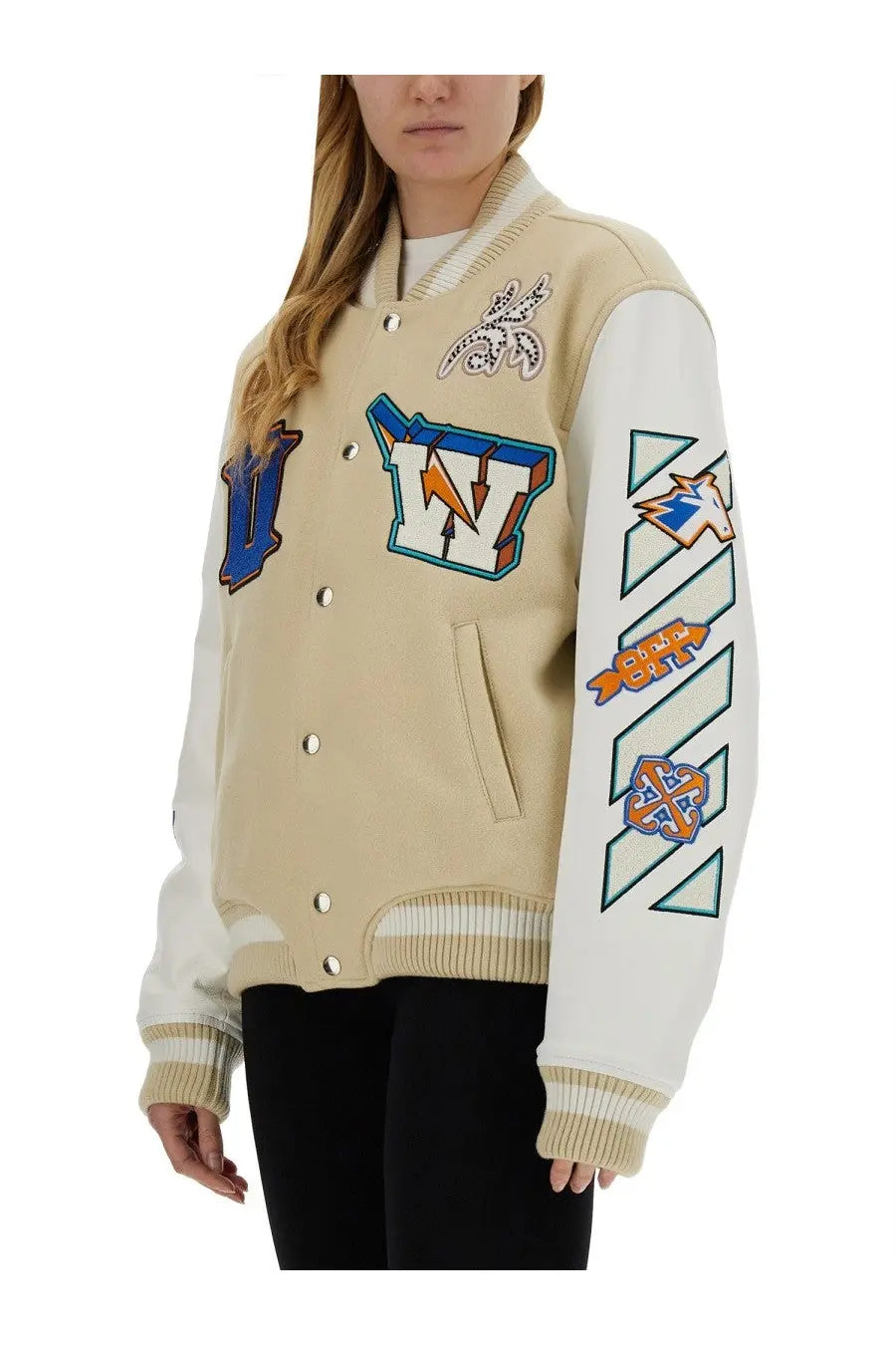 Off-White Women's Varsity Jacket Beige, view 4