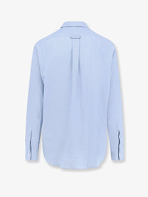Celine Men's Wide Fit Cotton Shirt Blue Celine