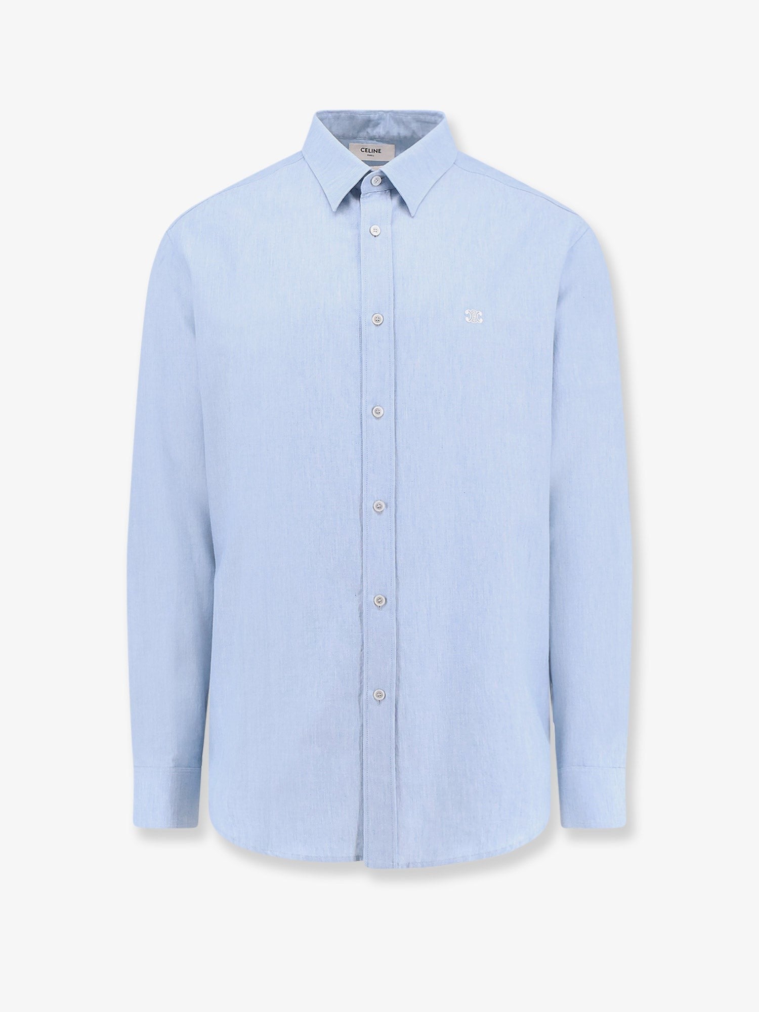 Celine Men's Wide Fit Cotton Shirt Blue Celine