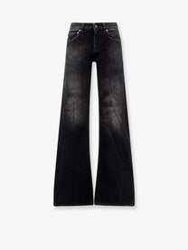 Balenciaga Women's Wide Leg Black Denim Trousers Black