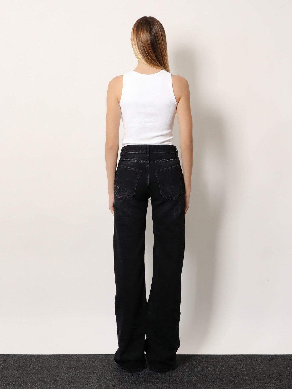 Balenciaga Women's Wide Leg Black Denim Trousers Black, view 3