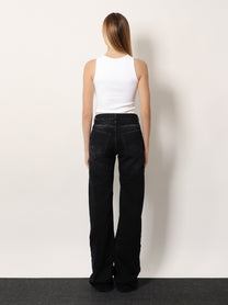 Balenciaga Women's Wide Leg Black Denim Trousers Black