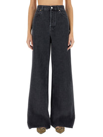Gucci Women's Wide Leg Denim Pants Grey
