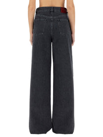 Gucci Women's Wide Leg Denim Pants Grey