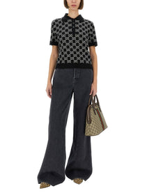 Gucci Women's Wide Leg Denim Pants Grey