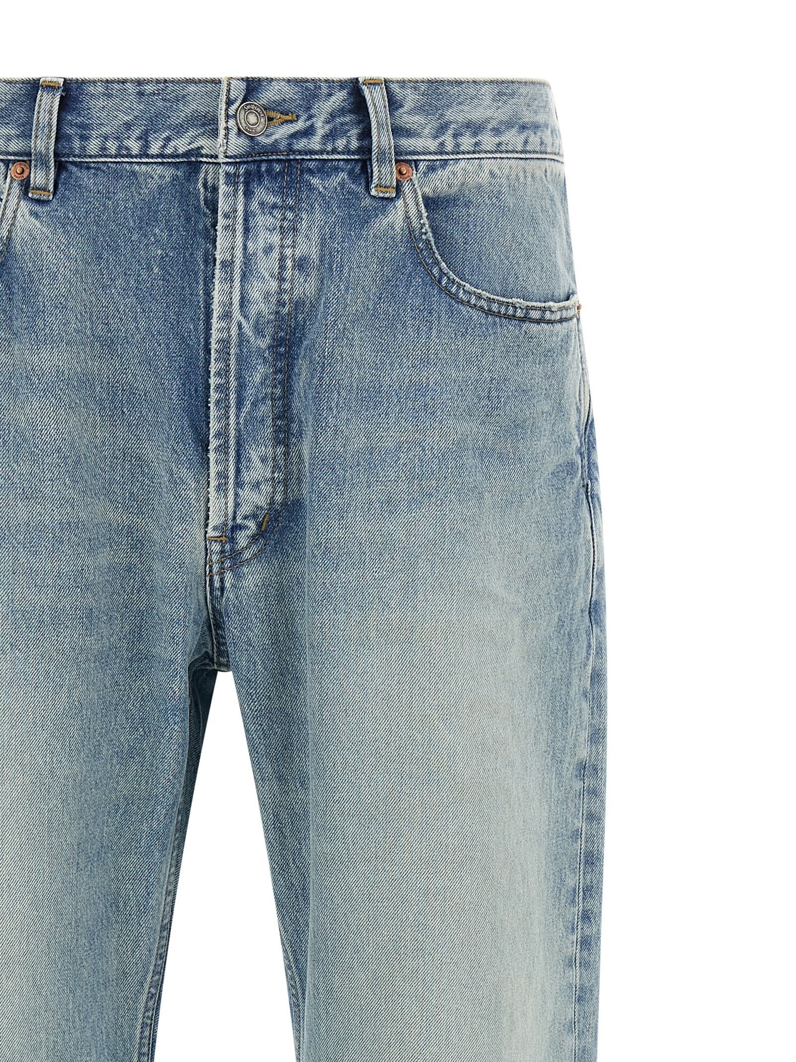 Saint Laurent Wide Leg Jeans Blue