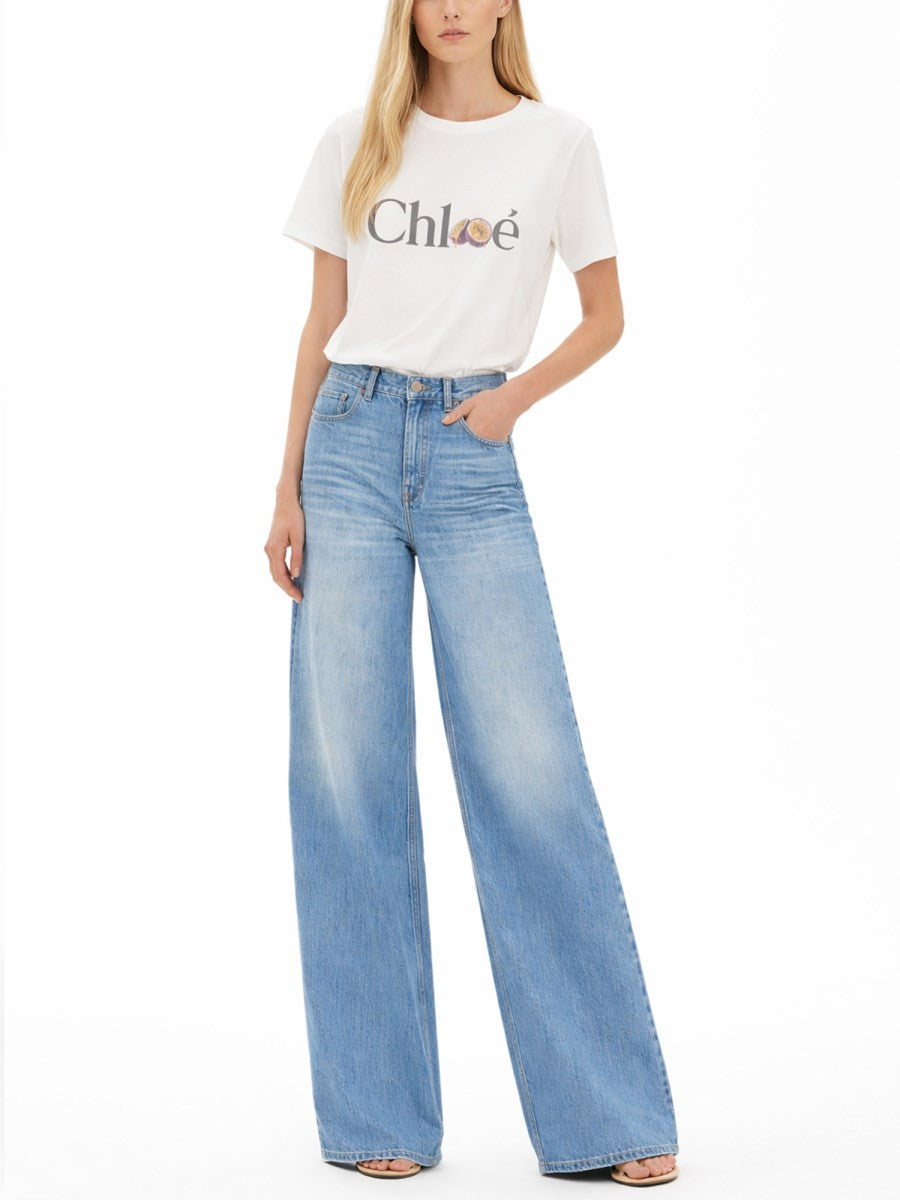 Chloé Women's Wide Leg Jeans Blue, view 2