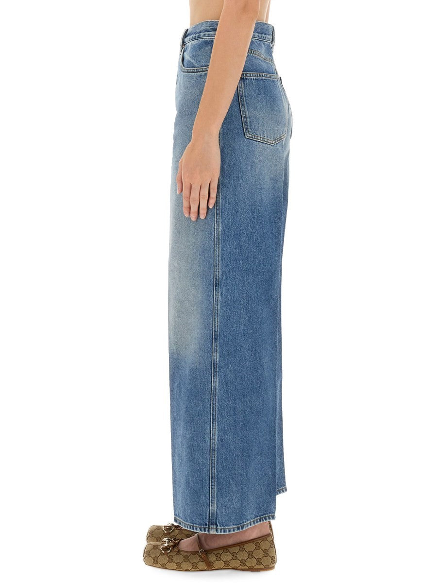 Gucci Women's Wide Leg Jeans Blue