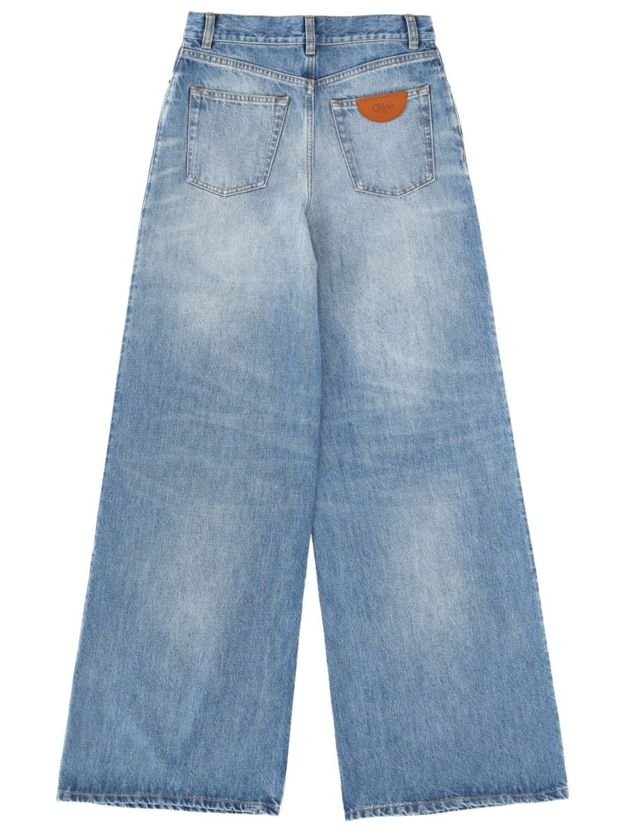 Chloé Women's Wide Leg Jeans Blue, view 3