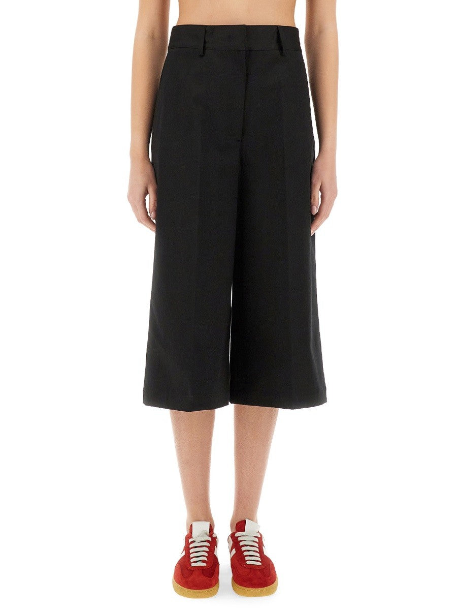 msgm Women's Wide Leg Midi Pants Black msgm