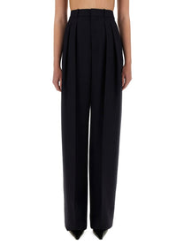 Saint Laurent Women's Wide Leg Pants in Grain DE Poudre Blue