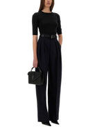 Saint Laurent Women's Wide Leg Pants in Grain DE Poudre Blue, view 2