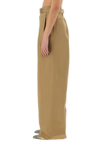 Dries Van Noten Women's Wide Leg Pants Beige Dries Van Noten